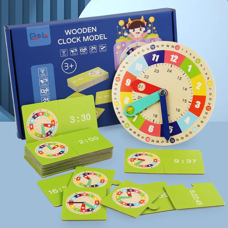 Montessori Learning Education Toys Digital Clock Time Learning Matching Kit Primary School Board Game Teaching Aids for Kids 4