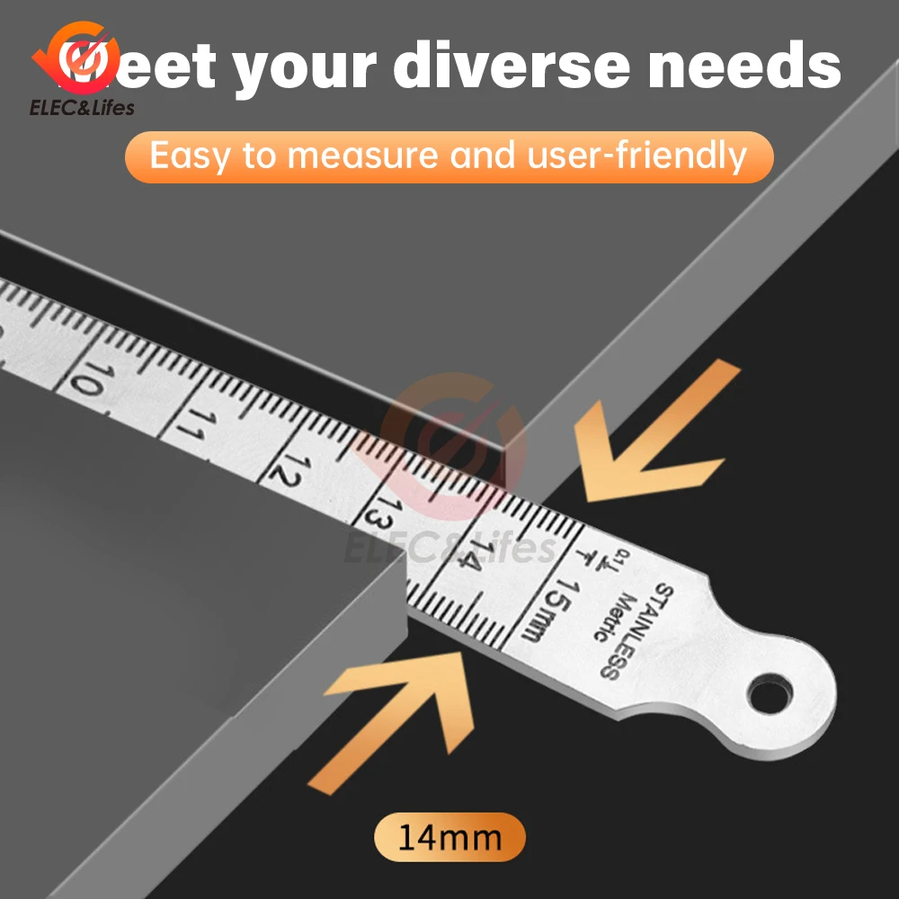 Stainless Steel Taper Welding Gauge Test Welding Taper Gap Gauge Depth Ruler Hole Inspection Tool 1-15mm For Measurement Tool