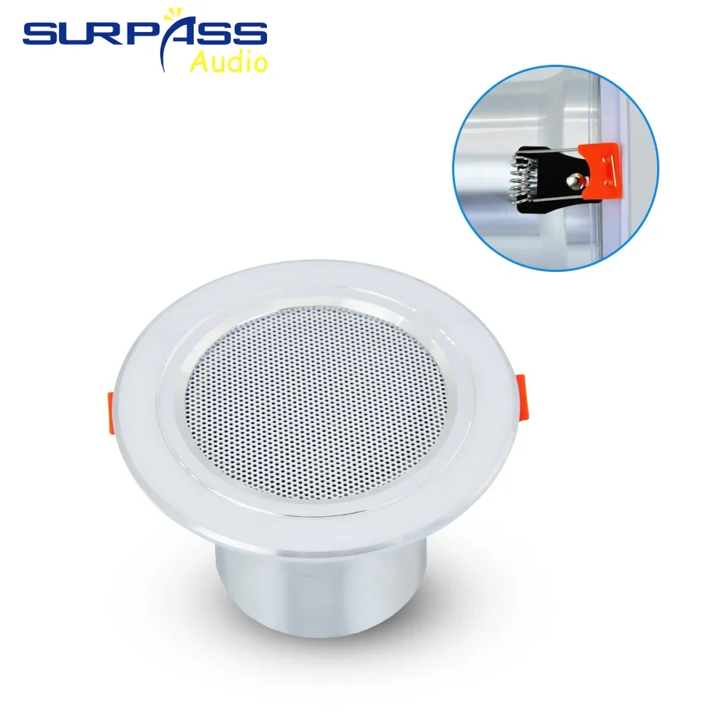 Bathroom 3Inch 8Ohm 10W Passive Ceiling Speaker Moisture-proof Aluminum in-ceiling Speaker Sound Quality Background Music System