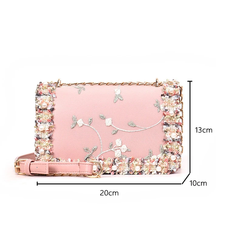 New Fashion Women Floral Printed Mini Chain Bag Shoulder Bag Tote Purse Handbag New Lace Crossbody Chain Shoulder Women's