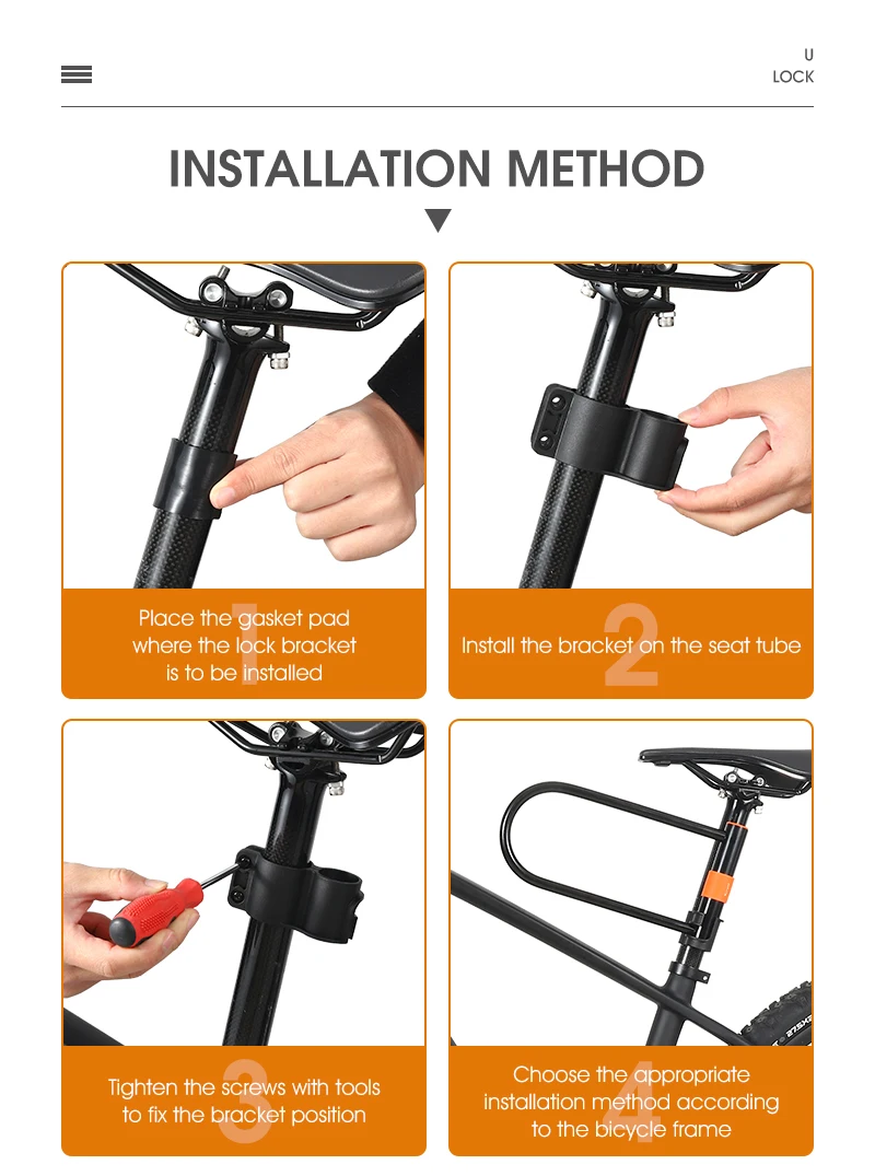 WEST RADFAHREN Fahrrad U Sperren Anti-theft Sicherheit Bike MTB Rennrad Motorrad Roller Rad Kabel Kette Lock Radfahren zubehör – Detail 14