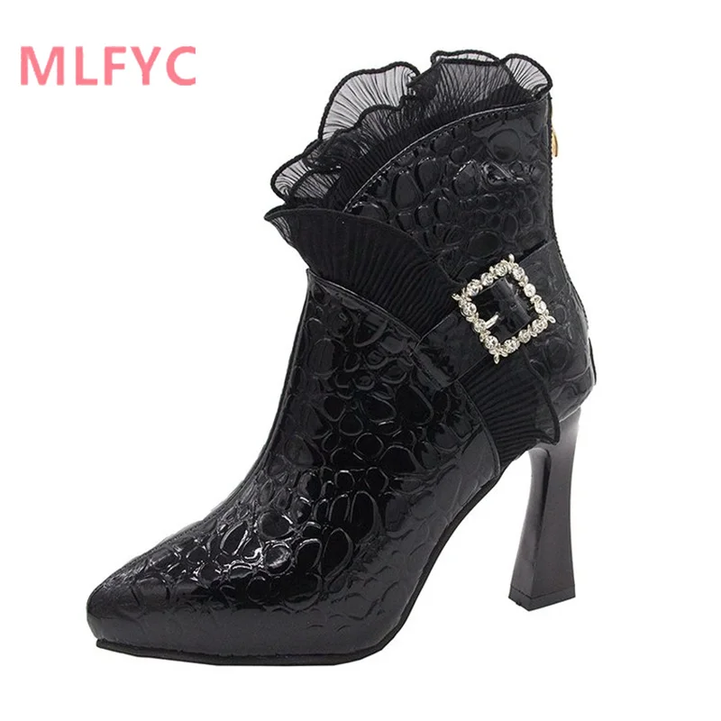 Autumn and Winter Sexy High Heel Boots ladies Pointed Thick Heel Fashion Boots Fashion Professional Women's Boots