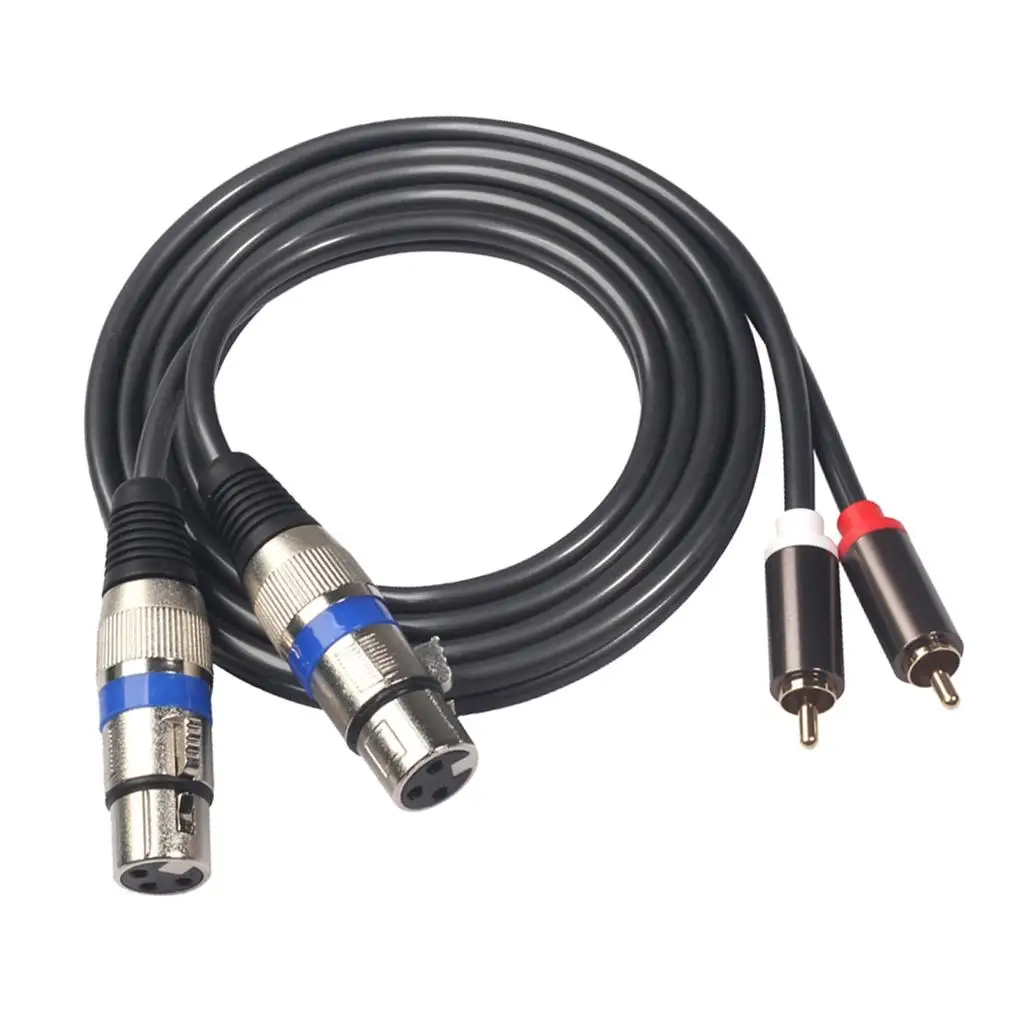 XLR Cable, Heavy Duty 2 XLR Female to 2 RCA Male Patch Cord Stereo Audio Connection Wire-5 ft / 1.5m