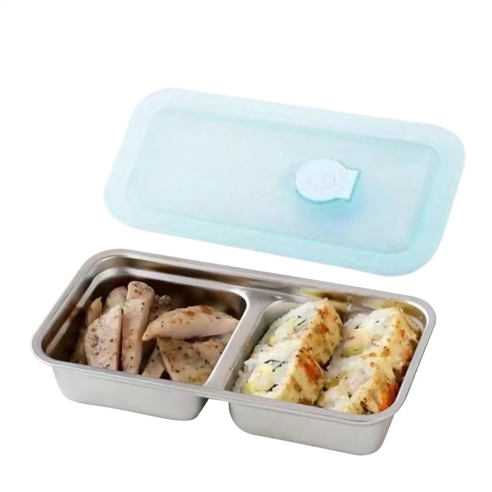Durable Stainless Steel Double Compartment Leak-proof Snack Containers