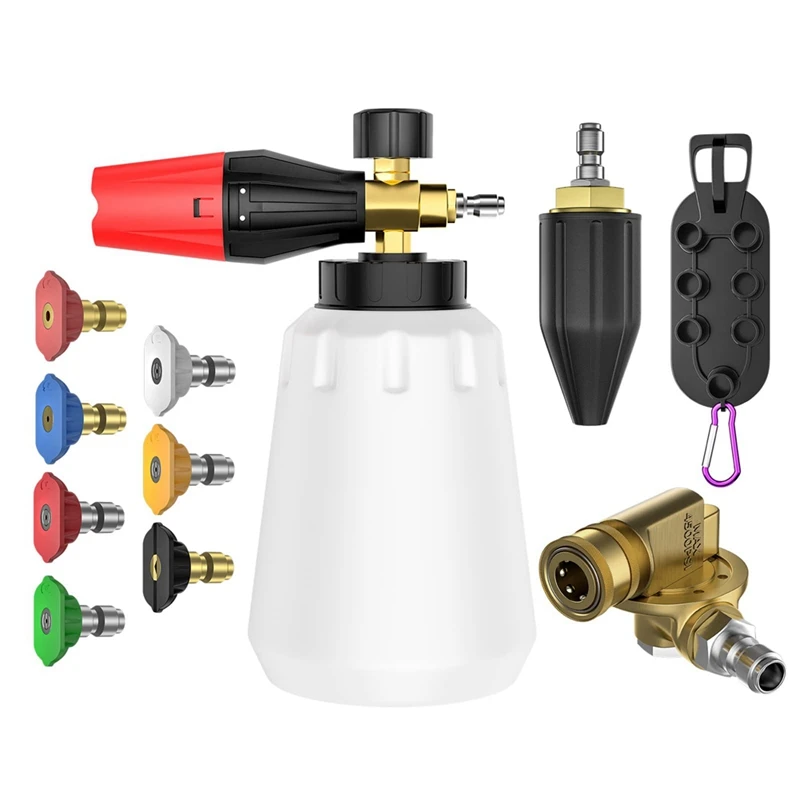 

Foam Pot With 7 Pressure Washer Spray Nozzle Tips Set 4000 PSI 360° Rotating Turbo Nozzle Foam Pot + Nozzle Tips Holder