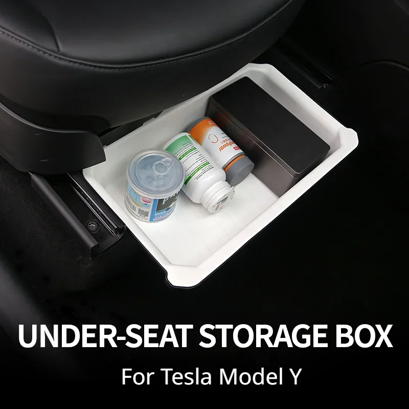 

Under-seat Storage Box For Tesla Model Y Double Layer Pull Push Drawer Waterproof TPE Silicone Modely Car Interior Accessories