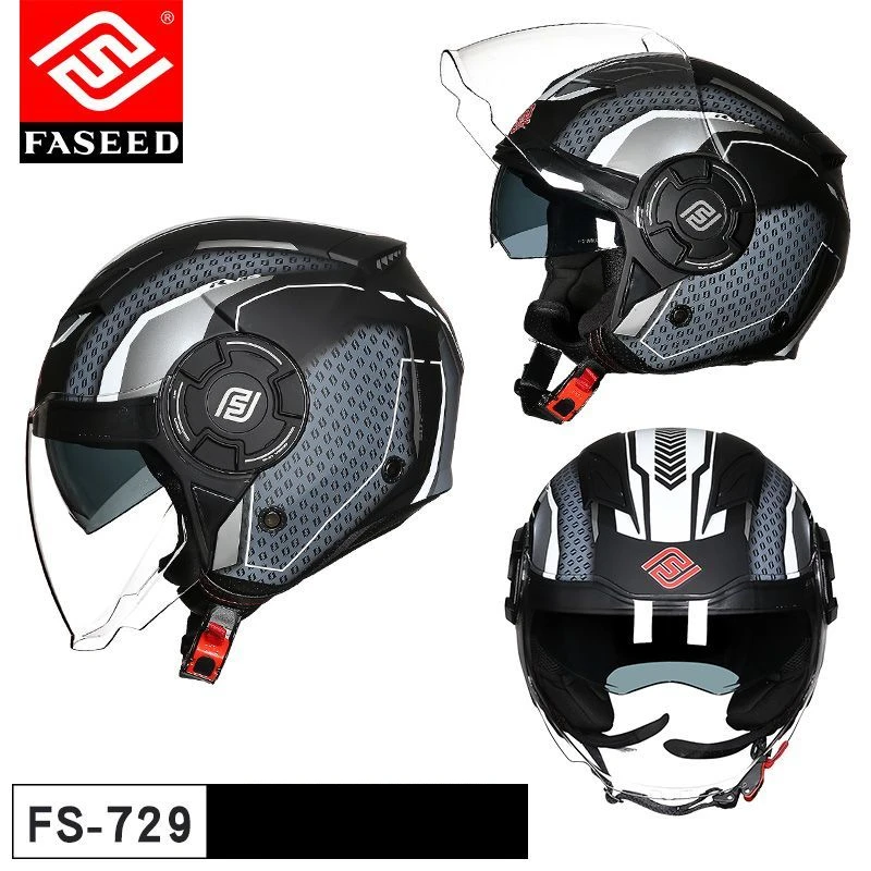 thumbnail image 1 of Casco de motocicleta FASEED de cara abierta con doble lente, medio casco, certificación DOT ECE para hombre y mujer, casco de motocicleta Cascos para motos, 1 of 5