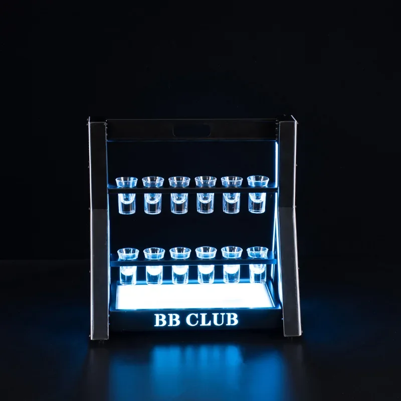 Rechargeable Led Luminous Cocktail Bullet Cup Holder Neon Ktv Bar Wine Glass Hanging Props Wine Glass Holder