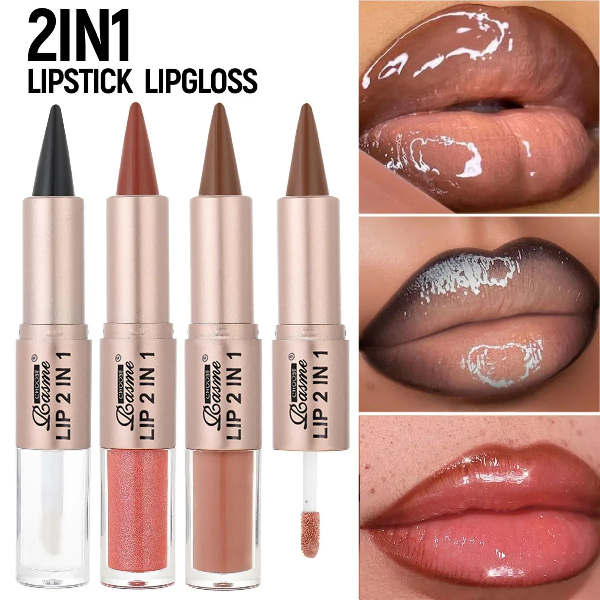 2IN1 Tapered Gradient Lipliner Pen Nude Brown Mirror Glass