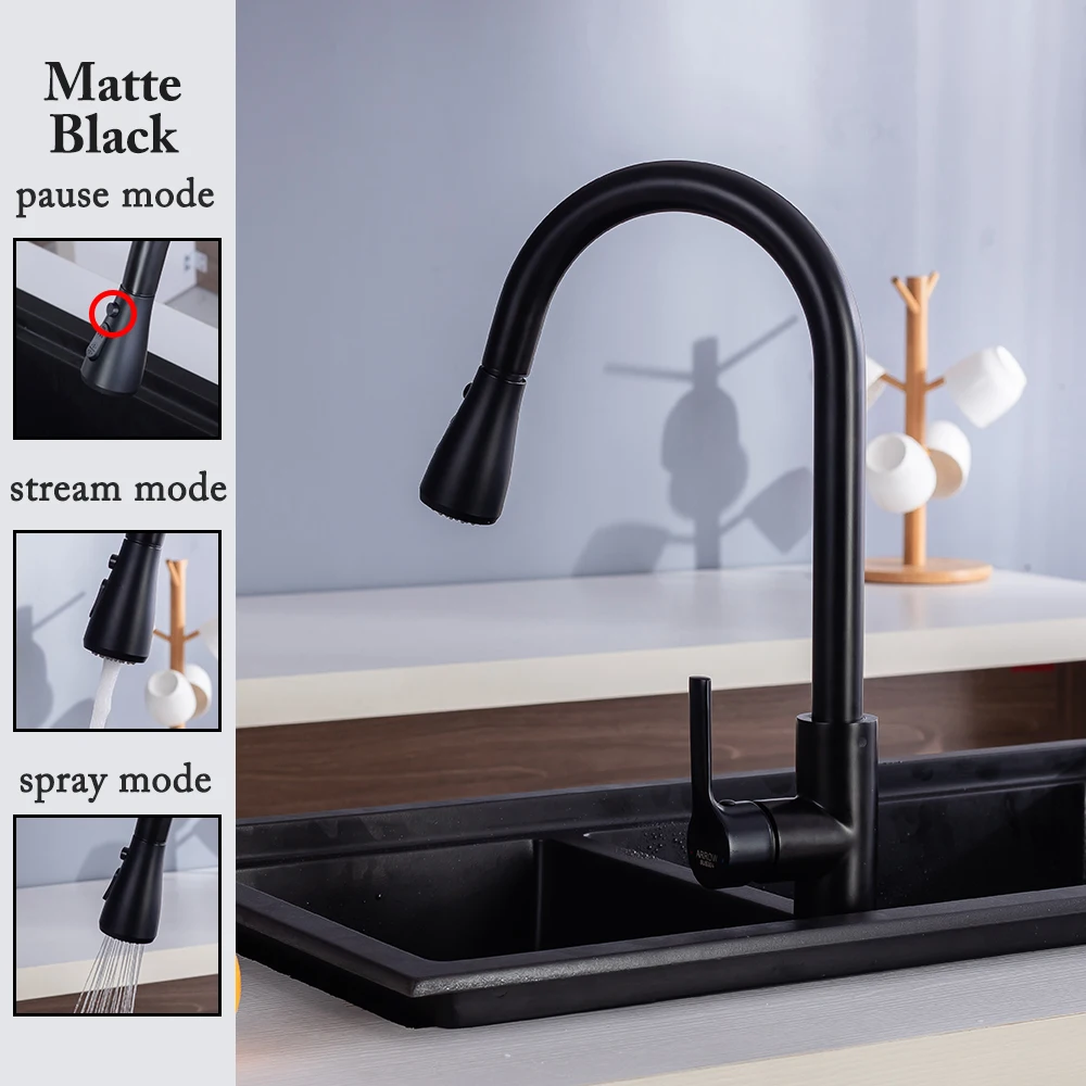 Kitchen Faucet Black Kitchen Tap  Pull Out  Kitchen Sink Mixer Tap Brushed Nickle Stream Sprayer Head Chrome Kitchen Water Tap large kitchen sink Kitchen Fixtures