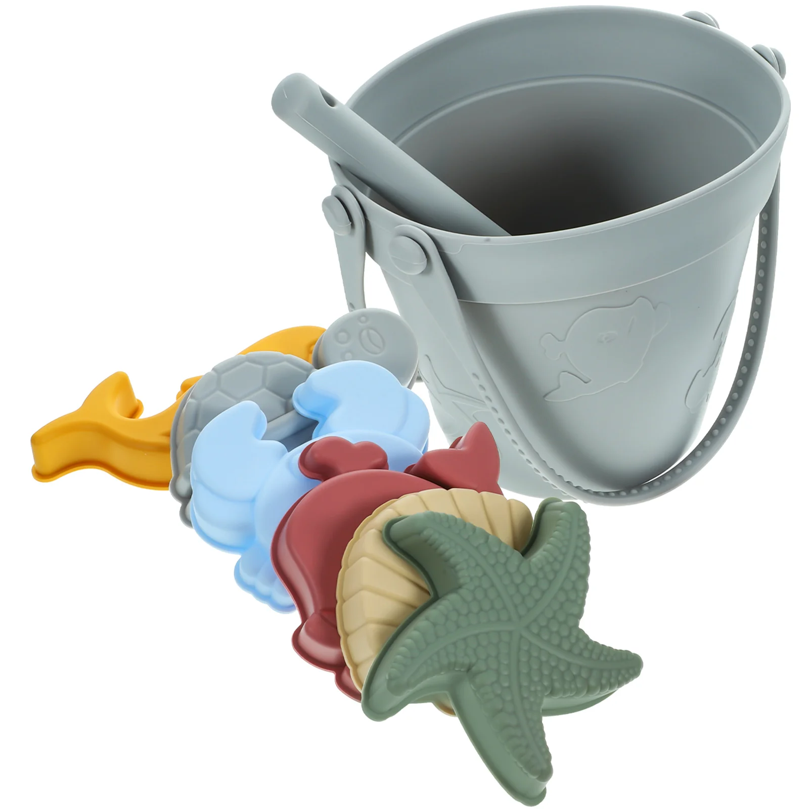 

Silicone Beach Toys Children Plaything Sand Bucket Ocean Design Silica Gel