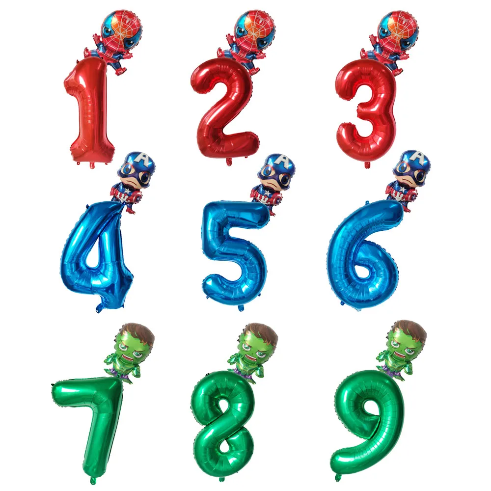 

2pcs The Avengers Spiderman Aluminum Foil Balloons Kids Birthday Party Decoration Baby Shower Iron Man Hero Globos Gifts