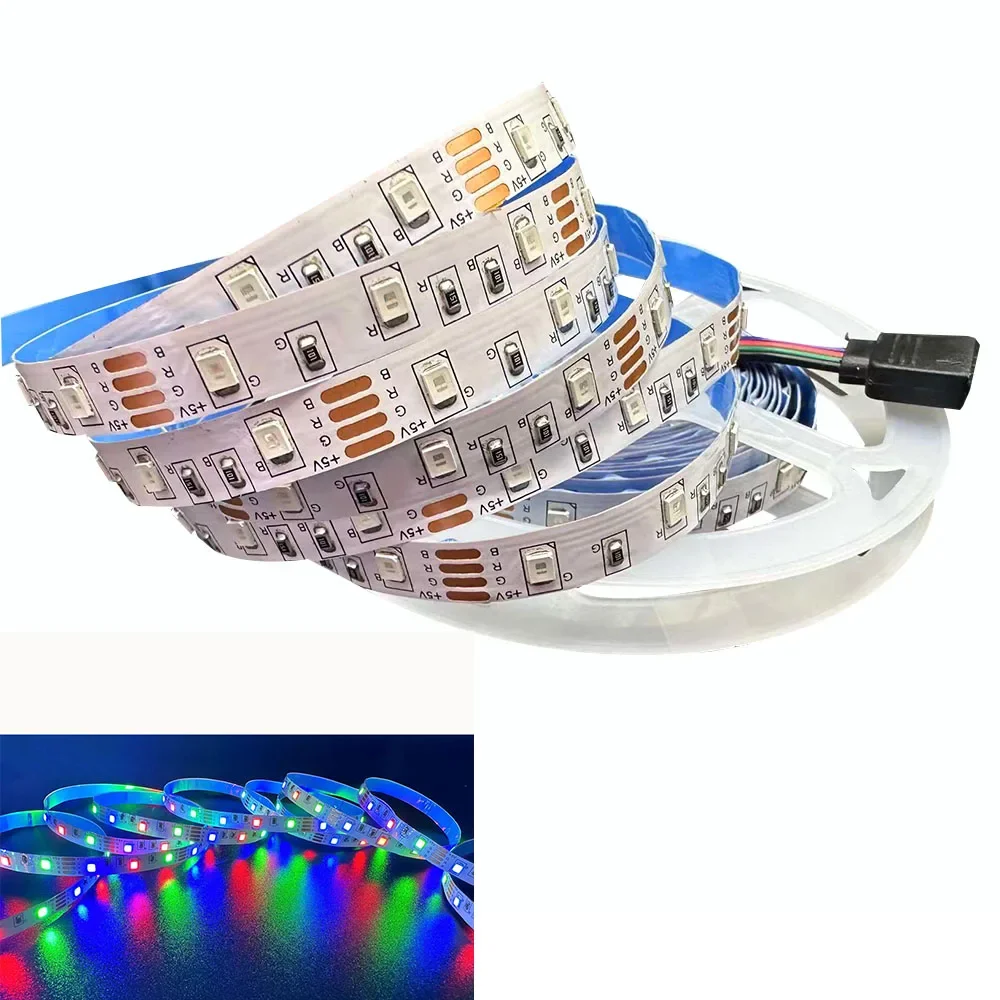 8MM Width DC 5V LED Strip 2835 60LEDs/m 1 LED Per Cut Flexible Tape IP20 No Waterproof Warm Natural Cool White 5M