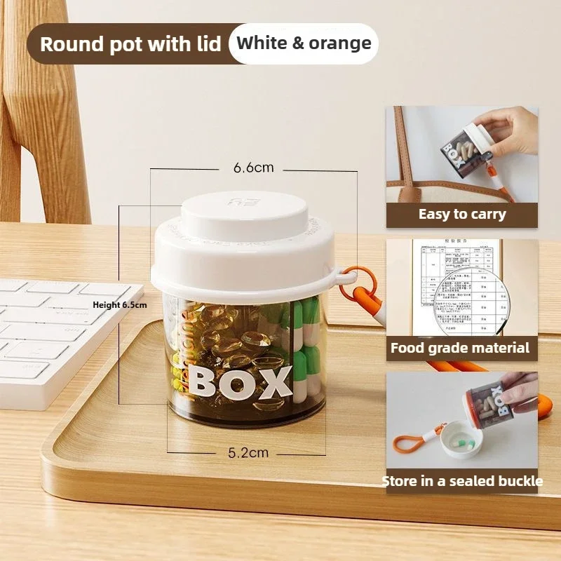 Compact 4-Grid Travel Pill Organizer and Medicine Storage Box