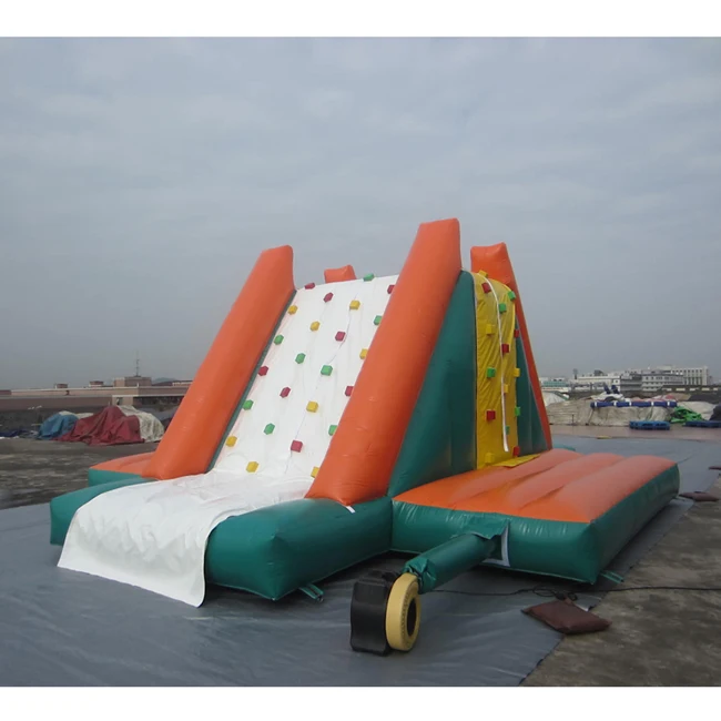 Factory commercial outdoor water games inflatable rock climbing wall slide