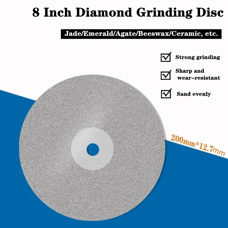 8 Zoll 200 mm einseitig diamantbeschichtete flache Schoßrad Polierscheiben Schmuckschleifen polierte Scheibe Körnung 46–2000