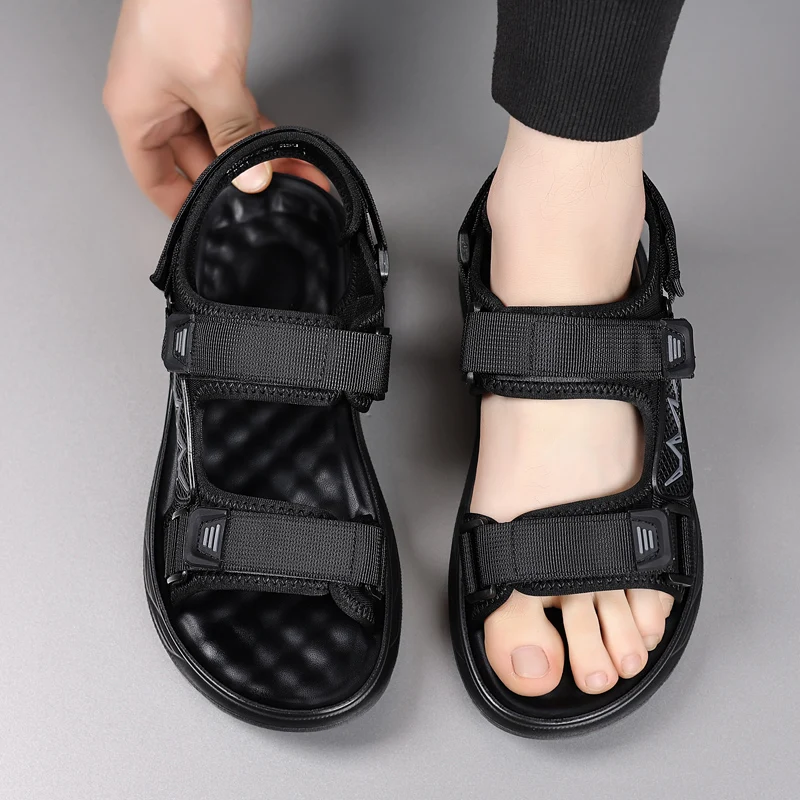 All-match Roman Shoes Summer Men Luxury Sandals Mesh Cloth Mens Casual Shoes Outdoor Men Leather Sandals for Beach