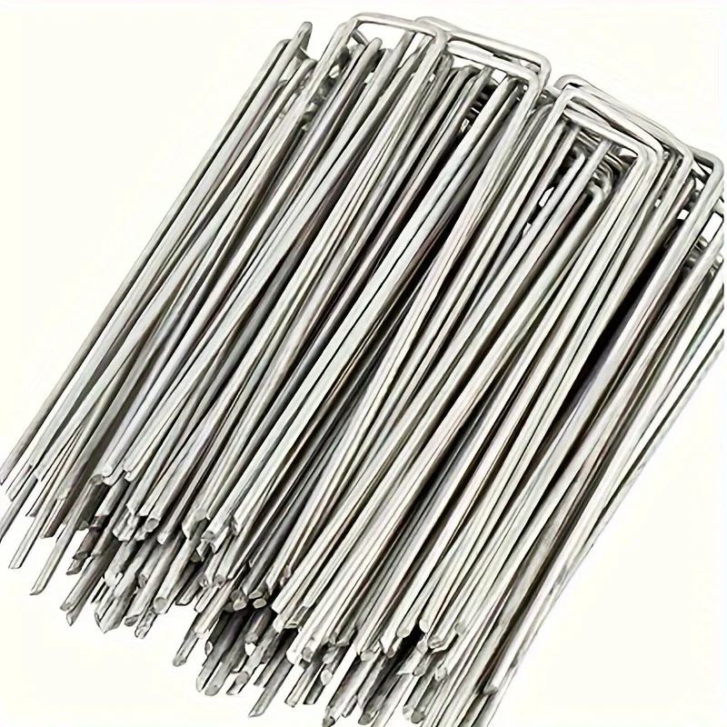 Landscape Staples 50pcs U-Shaped Garden Pins Garden Stakes Staples Heavy Duty Yard Lawn Tent Stakes Securing Pegs For Weed Ba garden staples
