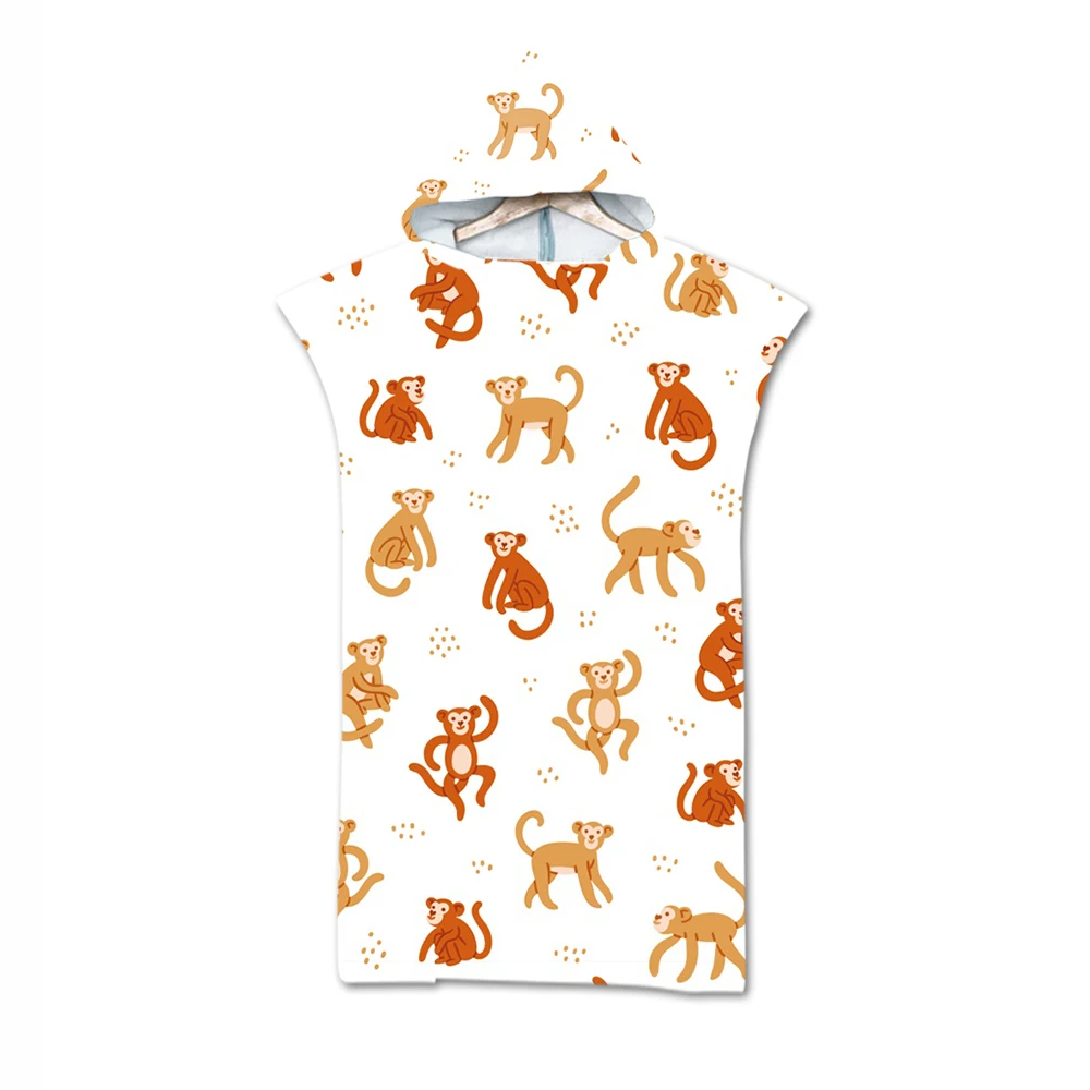 

Adult Printed Robe Hooded Poncho Towel Quick Drying Travel Windproof Bathrobe Cape75*110cm Microfiber Beach Swim Surf Changing