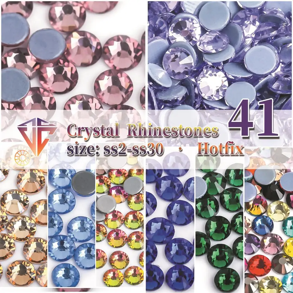SS3~SS30 AAAAA Hochwertige Kristall-Hotfix-Nagelkunst-Strasssteine, superglänzendes Glas-Strass, 3D-Nagelkunst-Dekoration