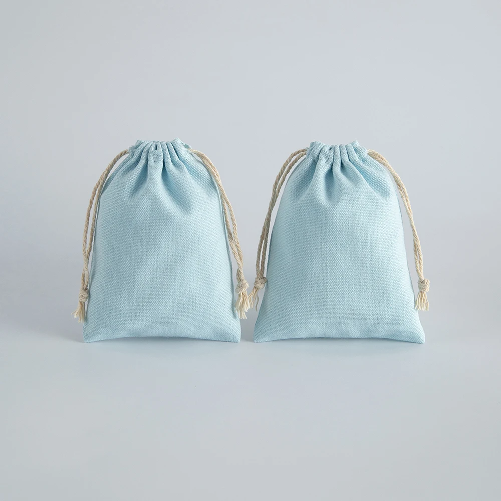 7x9cm 8x10cm Canvas Drawstring Gift Pouch Natural Cotton Jewelry Bag Small Rings Earrings Cosmetic Pouch For Jewelry Packaging
