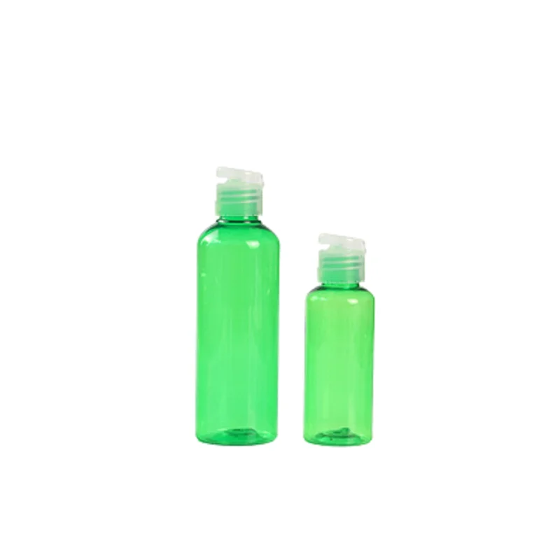 

50PCS Empty Plastic Packaging Bottle Green Clear Flip Cover Portable Refillable Lotion Bottles 10ml 20ml 30ml 50ml 60ml 100ml