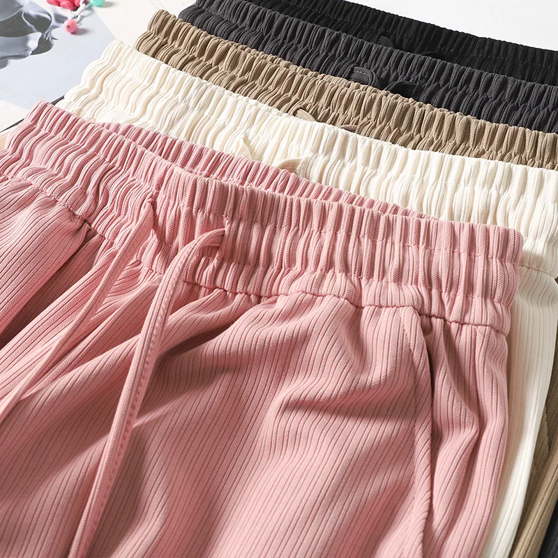 

Small ice silk wide-leg pants women's summer thin high waist drape straight spring and autumn white chiffon mop slacks