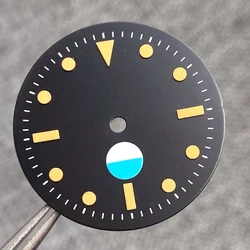 Vintage Black Sterile 29mm Watch Dial with Green Luminous Hands - Fit NH35 NH36 (Blue)