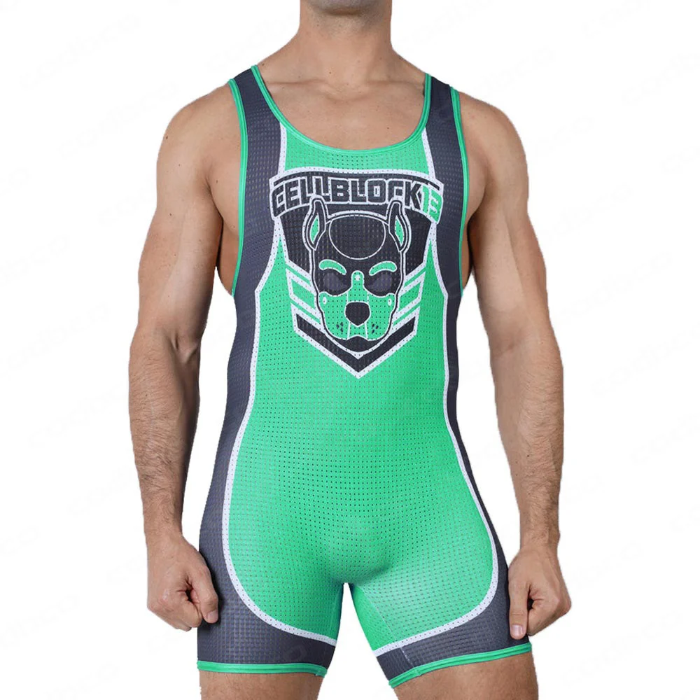 Men Wrestling Singlet Suit One Piece Bodysuit for WWE Triathlon and Weightlifting powerlifting singlet