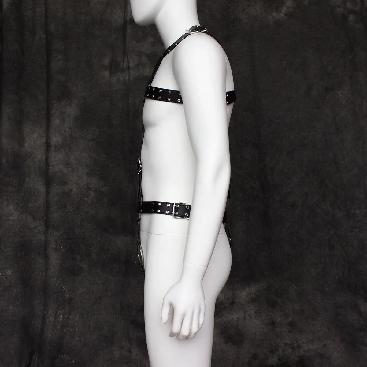Jumpsuit men sexy Men Sexy Black PVC Costumes Erotic Fetish Catsuit Rivet Faux Leather Bodysuit Play Clothes gay male Costume