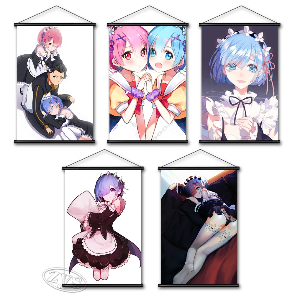 

Kara Hajimeru Emilia Hanging Scrolls Rem Ram Poster HD Painting Re:Zero Canvas Picture Wall Art Print Children's Room Home Decor