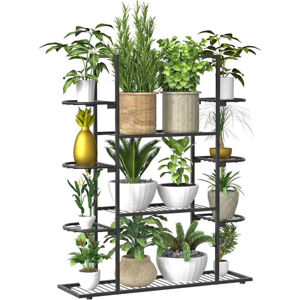 

Plant Stand for Indoor Outdoor, Heavy Duty Metal Plant Shelf, Adjustable Height Plant Table for Window Garden Balcony