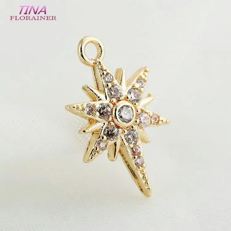 9.5*16MM Star Charms Anhänger Gold Farbe Überzog Messing und Zirkon Halskette Charms Hohe Qualität Schmuck Machen Zubehör