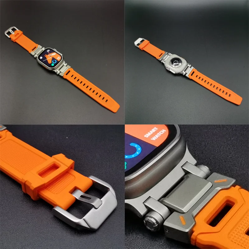 Tough Hybrid Metal Soft Rubber Apple Watch Band