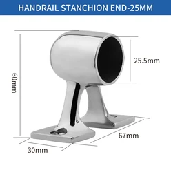 Premium 316 Stainless Steel Marine Hand Rail Fitting - 25mm, 90 Degree Stanchion Support (End 25mm)