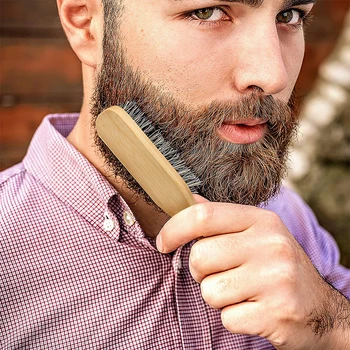 Wooden Handle Boar Bristle Cleaning Brush Hairdressing Beard Brush Anti-Static Barber Hair Styling Comb Beard Tools for Men 1