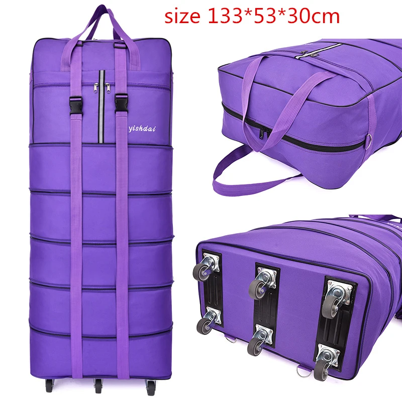 Unisex Universal Wheel Travel Bag Large Capacity Duffle Durable Oxford Simple Multifunction