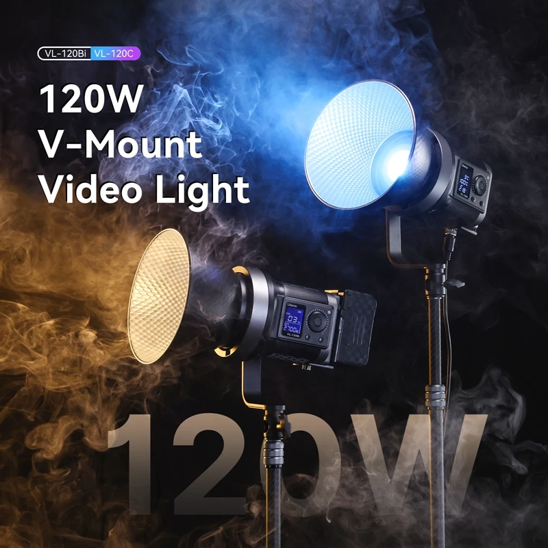 Ulanzi VL-120Bi VL-120C 120W V-마운트 COB 라이트 무선 APP 제어 2700K-6500K Skit 비디오 사진용 비디오 라이트