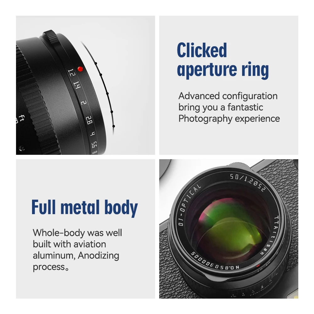 TTArtisan 50mm F1.2 Large Aperture Portrait Camera Lens for