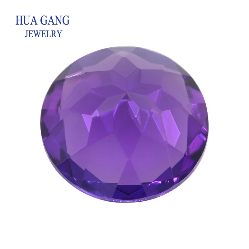 Synthetische Amethyst Lose Edelstein Runde Form Facettiert Cut Größe 3 ~ 12mm Für DIY Schmuck Machen