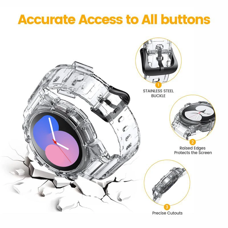 Clear Protective Band & Case Set for Smart Watches – Transparent Sport Bracelet and Wristband Ensemble