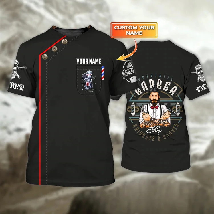 2022 sommer Mens t shirt Personalisierte Name Lustige Barber 3D alle über gedruckt Unisex T Hemd Barber Shop Geschenk Casual t-shirt DW64 – Detail 12
