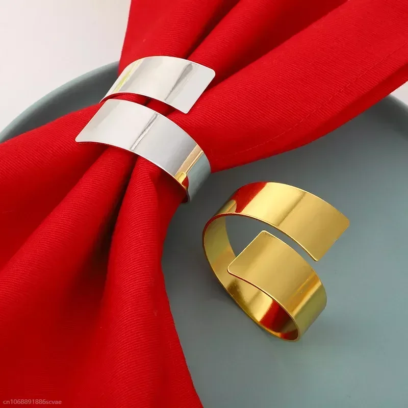 

Irregular Ring Design Feeling Napkin Ring Metal Senior Feeling Scarf Button Hotel Western Table Accessories Rond Serviette Table