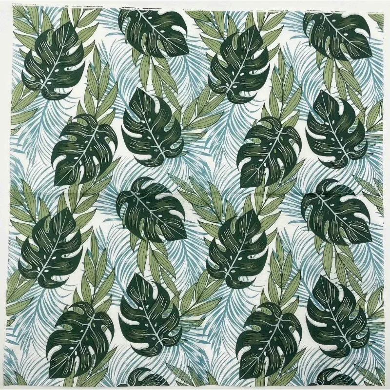 Colourful Printed Napkins 2 Layers of Green Leaves Square Paper Napkins Disposable Decorative Table Setting Coffee Shop