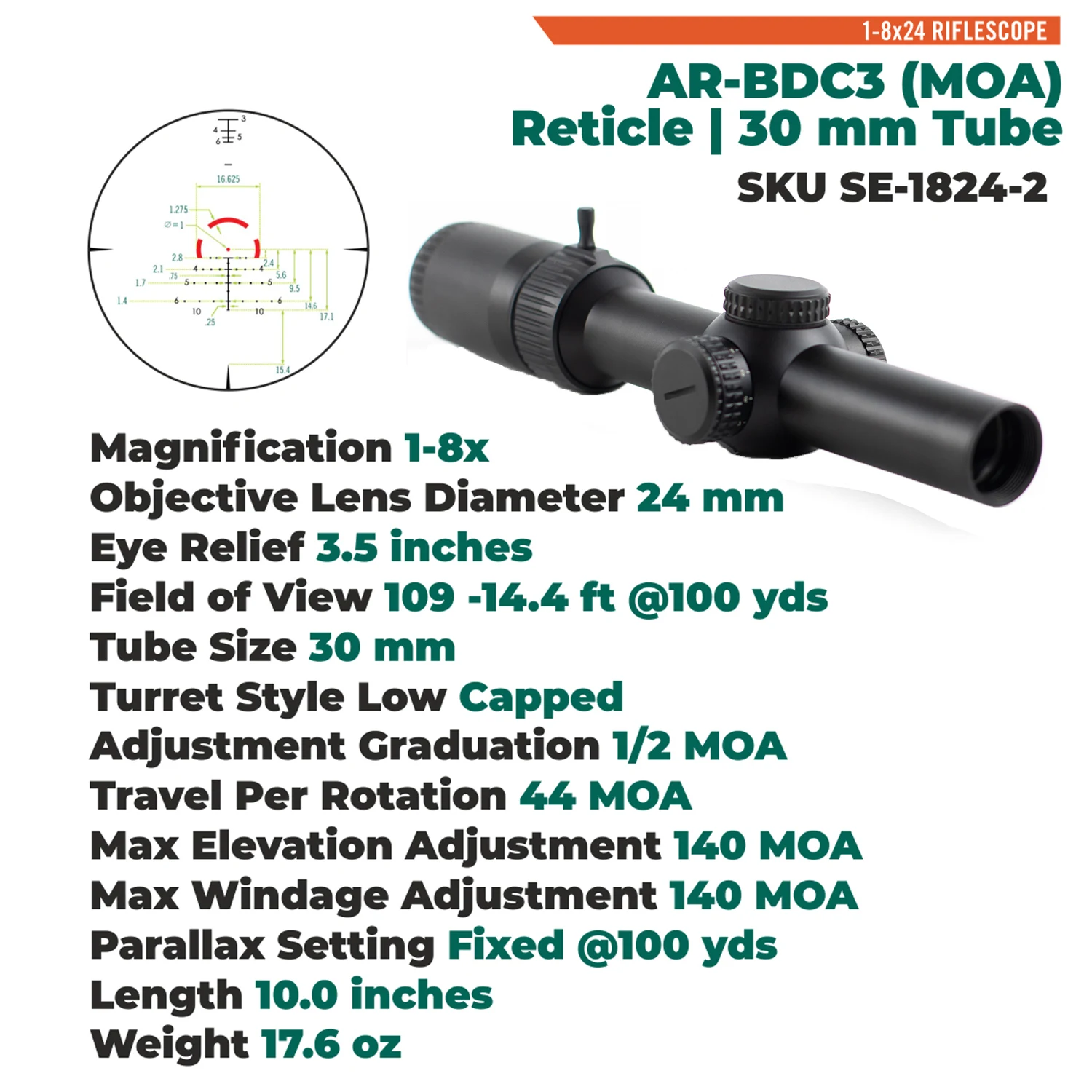 Original V*RT*X Optics St**ke E*gle 1-8X24 Second Focal Plane(SFP) Riflescope AR-BDC3 Reticle Waterproof/Shock Resistant