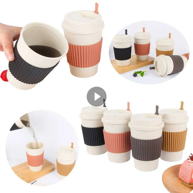 Reusable Coffee Cups With Lids Wheat Straw Portable Coffee Cup Dishwasher  Safe Eco Friendly Coffee Mug Coffee Tea Espresso Cups - AliExpress