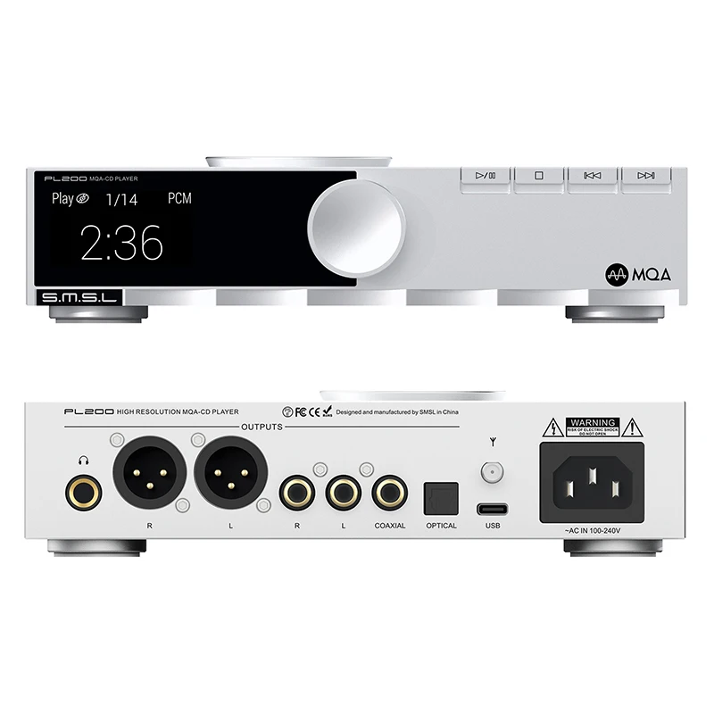 SMSL PL200 Digital MQA-CD Player Desktop Hi-res Audio CD Player AK4499EX DAC Bluetooth5.1 LDAC Headphone Amp DSD512 Music Player images - 6