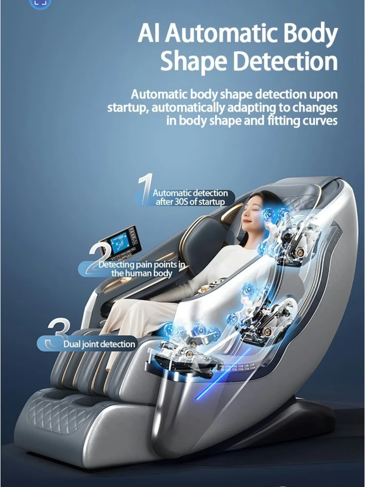 Jinkairui 4D Massage Chair AI Smart Health Care Shiatsu Air Compression Full Body Zero Gravity Leisure Sofa Bluetooth Speaker 5