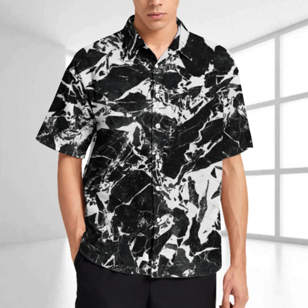 2024 new yuppie style ink short-sleeved men's shirt summer versatile loose casual men's shirt