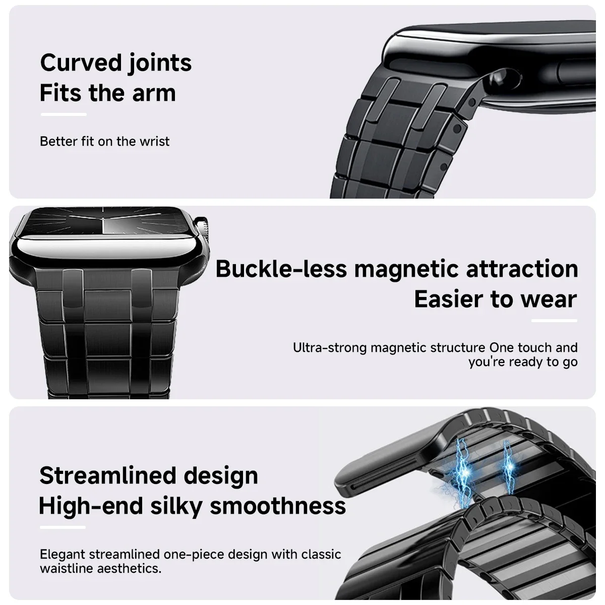 Sleek Magnetic Stainless Steel Watch Band - Premium Metal Strap